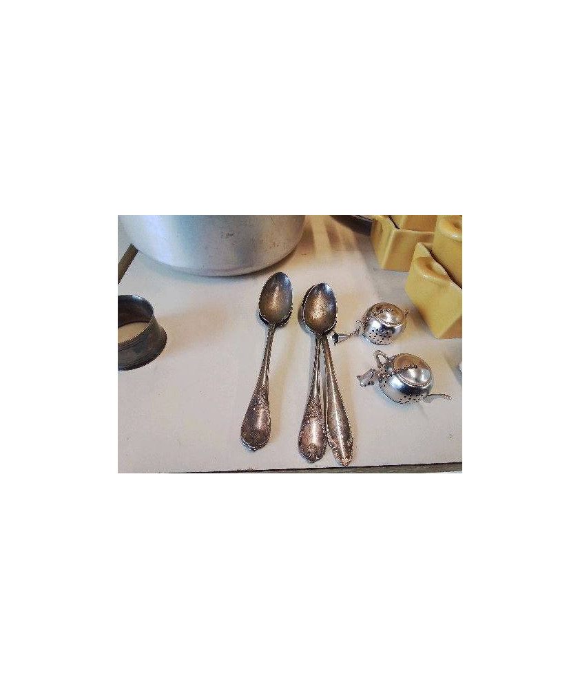 LOT DE 4 CUILLÈRE À CAFÉ METAL ARGENTÉ 