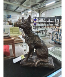 STATUETTE CHIENNE LOUP DOLLY PLATRE PEINT EN L\'ÉTAT EMILE ROUFF (XIX-XX)