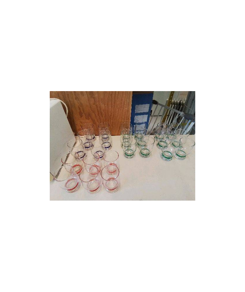 LOT DE 6 VERRE COLORÉ 