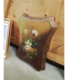 PLAQUE MURAL DÉCORATIVE BOIS PEINT AUX FLEURS 