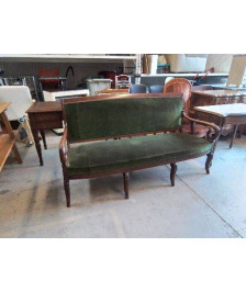 GRANDE BANQUETTE LOUIS PHILIPPE NOYER/VELOURS VERT