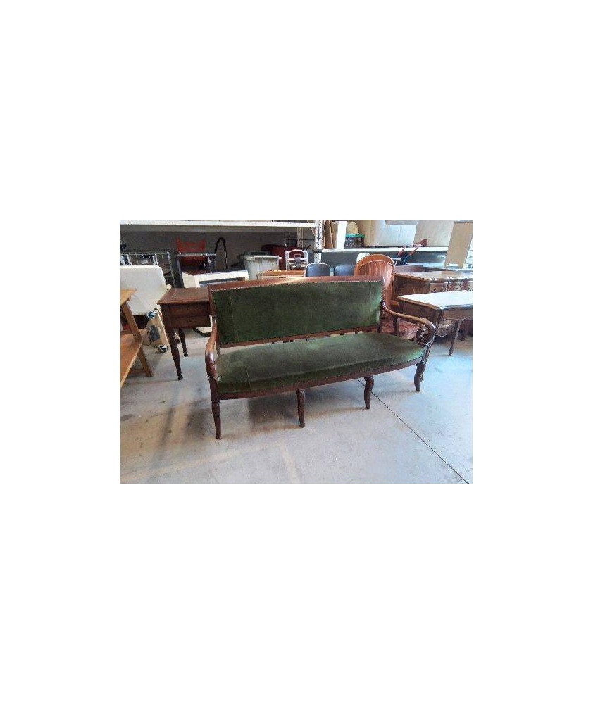 GRANDE BANQUETTE LOUIS PHILIPPE NOYER/VELOURS VERT