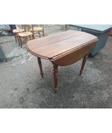 PETITE TABLE RONDE A RABATS EN NOYER