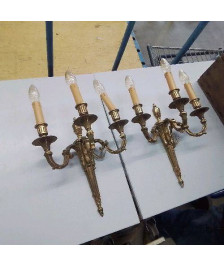 PAIRE D’APPLIQUES BRONZE 