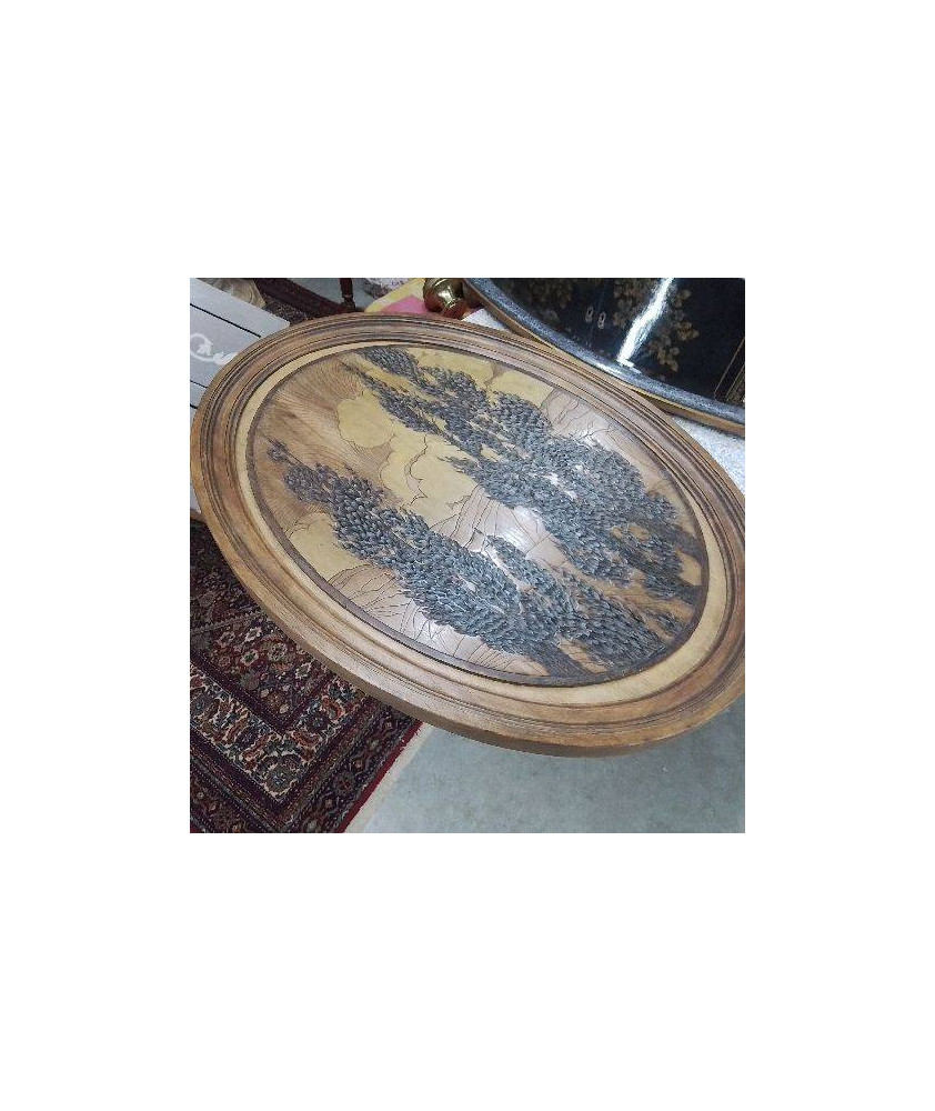 CADRE BOIS OVALE GRAVÉ 