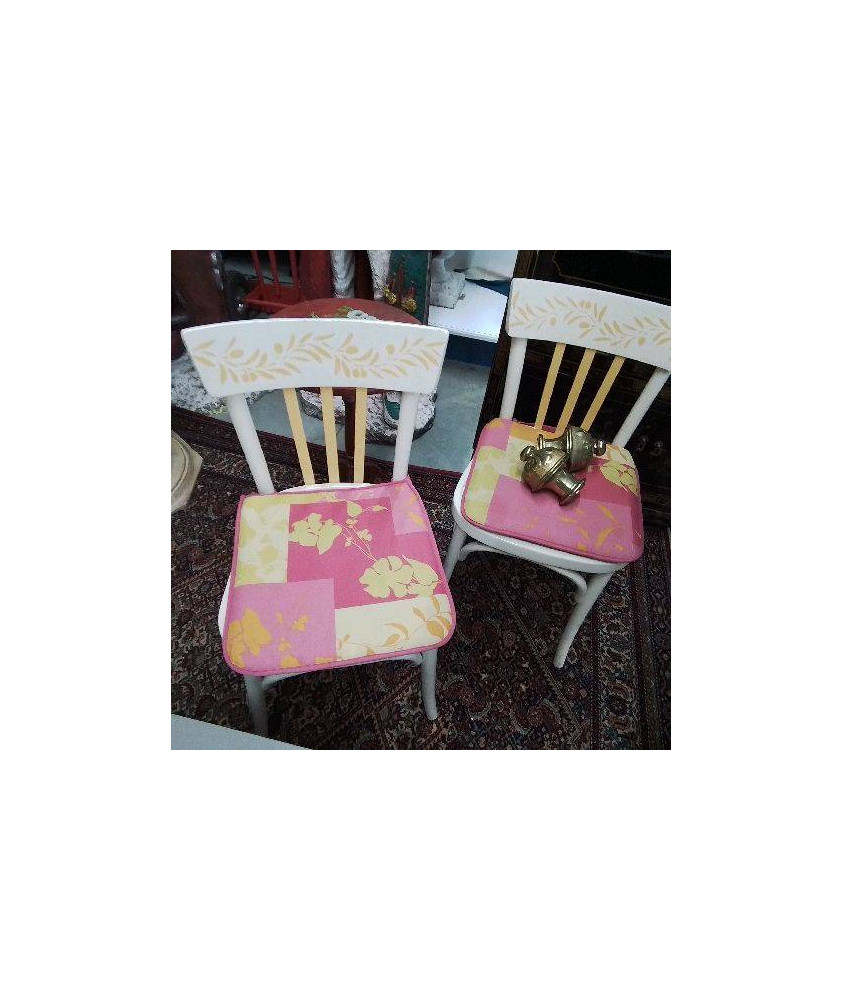 PAIRE DE CHAISES BLANCHES ORANGES