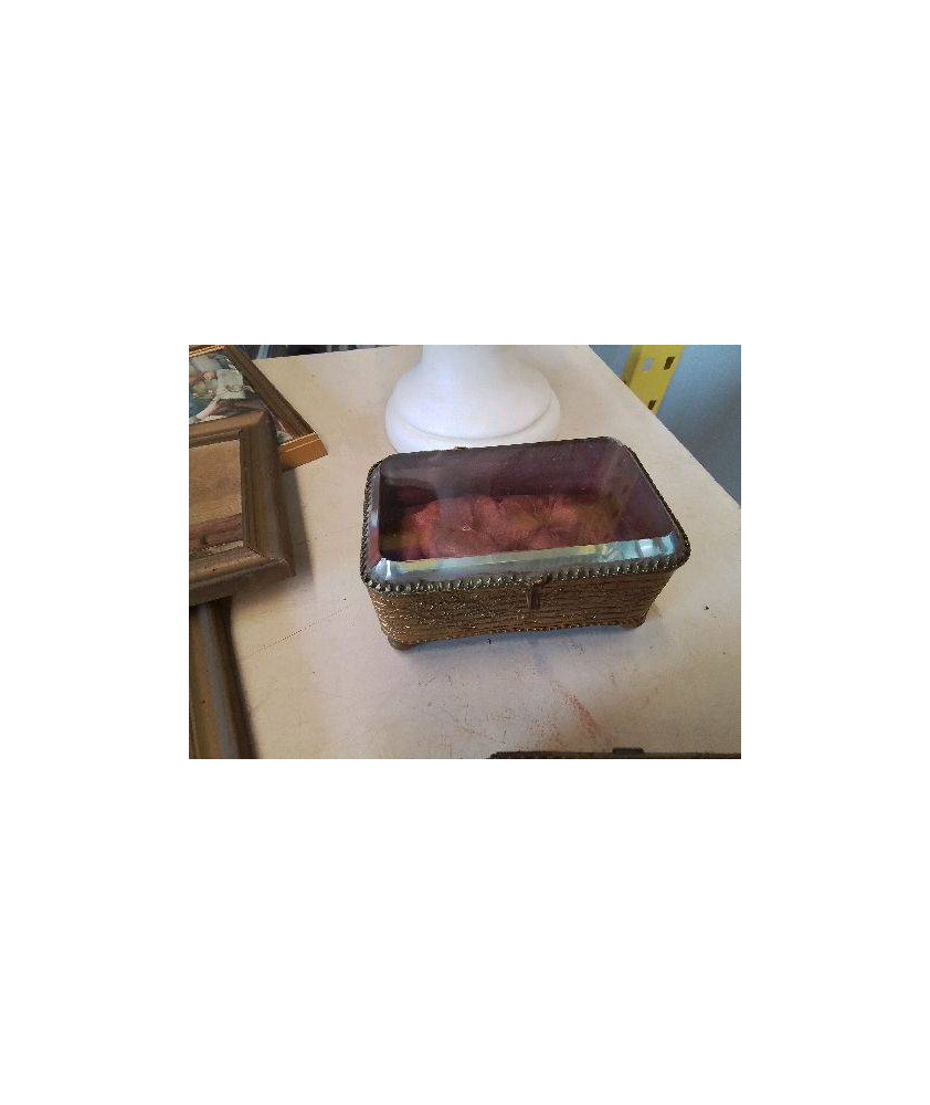COFFRET A BIJOUX BRONZE ET CRISTAL 