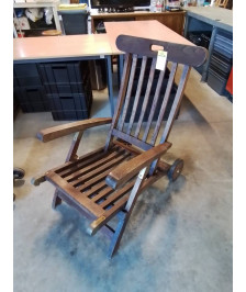 FAUTEUIL DE JARDIN A ROULETTES TECK AJOURÉ 