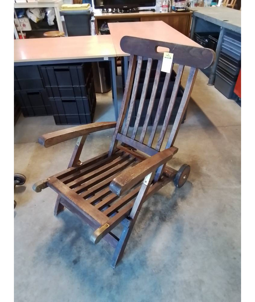 FAUTEUIL DE JARDIN A ROULETTES TECK AJOURÉ 