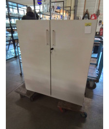 ARMOIRE BASSE DE BUREAU 2 PORTES BOIS BLANC