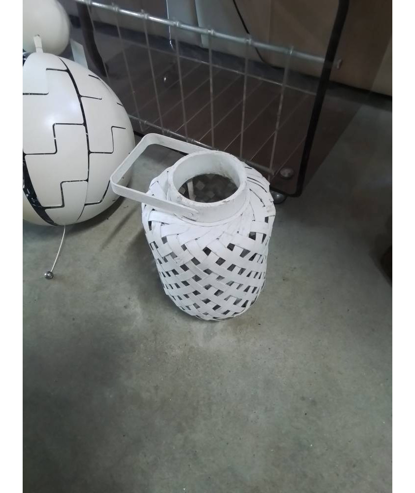 LANTERNE VANNERIE TRESSÉE BLANC