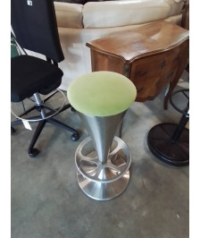TABOURET DE BAR PIÈTEMENT MÉTAL BROSSÉ ASSISE TISSU VERT PEDRALI DREAM 4816