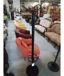 PERROQUET PORTE PARAPLUIE MÉTAL ET RÉSINE NOIR 4 BOUCLES