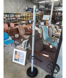 PERROQUET PORTE PARAPLUIE MÉTAL GRIS ET NOIR RESINE NOIR 8 PATÈRES 