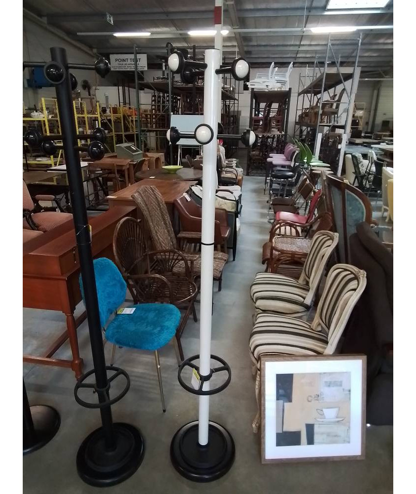 PERROQUET PORTE PARAPLUIE MÉTAL NOIR ET BLANC RÉSINE NOIR ET BLANC 8 PATÈRES 