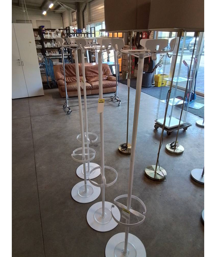 PERROQUET PORTE PARAPLUIE MÉTAL BLANC 5 PATÈRES 