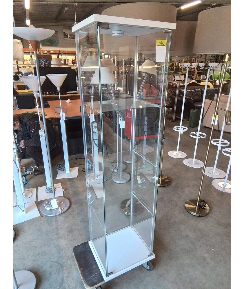 VITRINE VERRE ET BOIS BLANC 