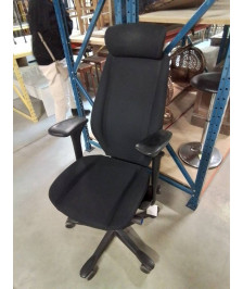 FAUTEUIL DE BUREAU RÉSINE ET TISSU NOIR DOSSIER AJUSTABLE 