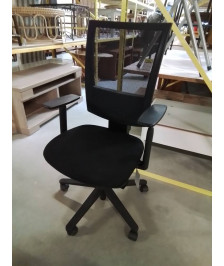FAUTEUIL DE BUREAU RÉSINE ET TISSU NOIR DOSSIER AJUSTABLE 