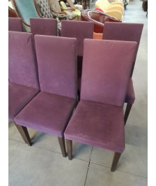 4 CHAISES TISSU MAUVE PIEDS BOIS 