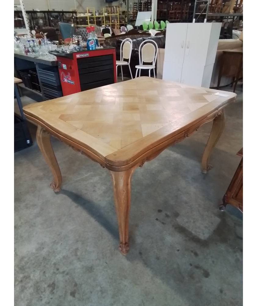 TABLE RECTANGULAIRE A RALLONGES BOIS CLAIR STYLE RÉGENCE 