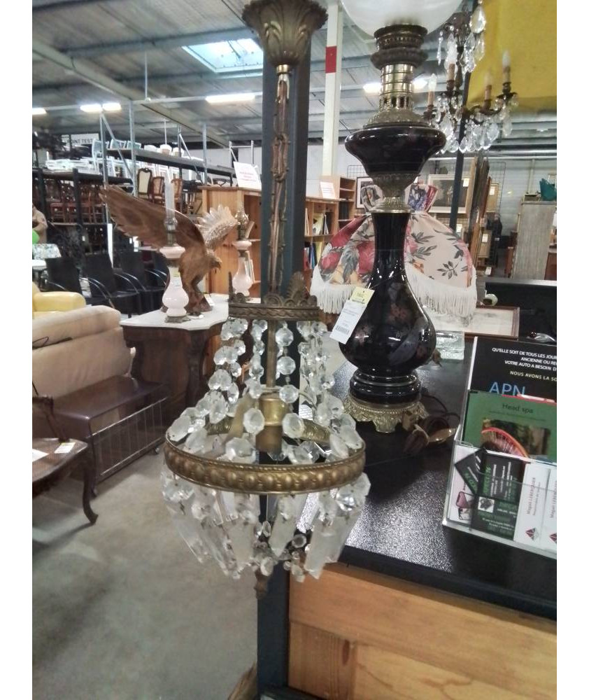 LUSTRE MONTGOLFIÈRE LAITON A PAMPILLES 