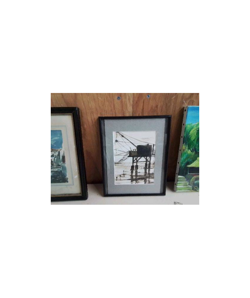 PETITE AQUARELLE CABANNE DE PECHE