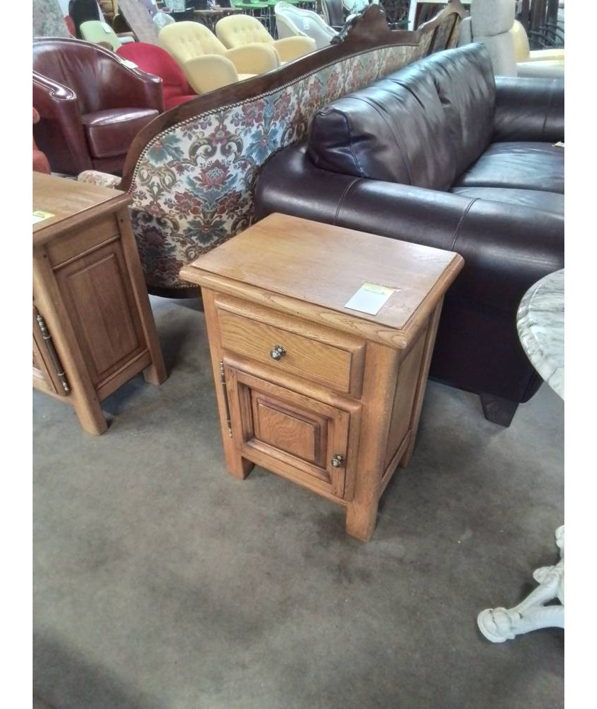 CHEVET CHÊNE CLAIR MOULURÉ 1 TIROIR 1 PORTE