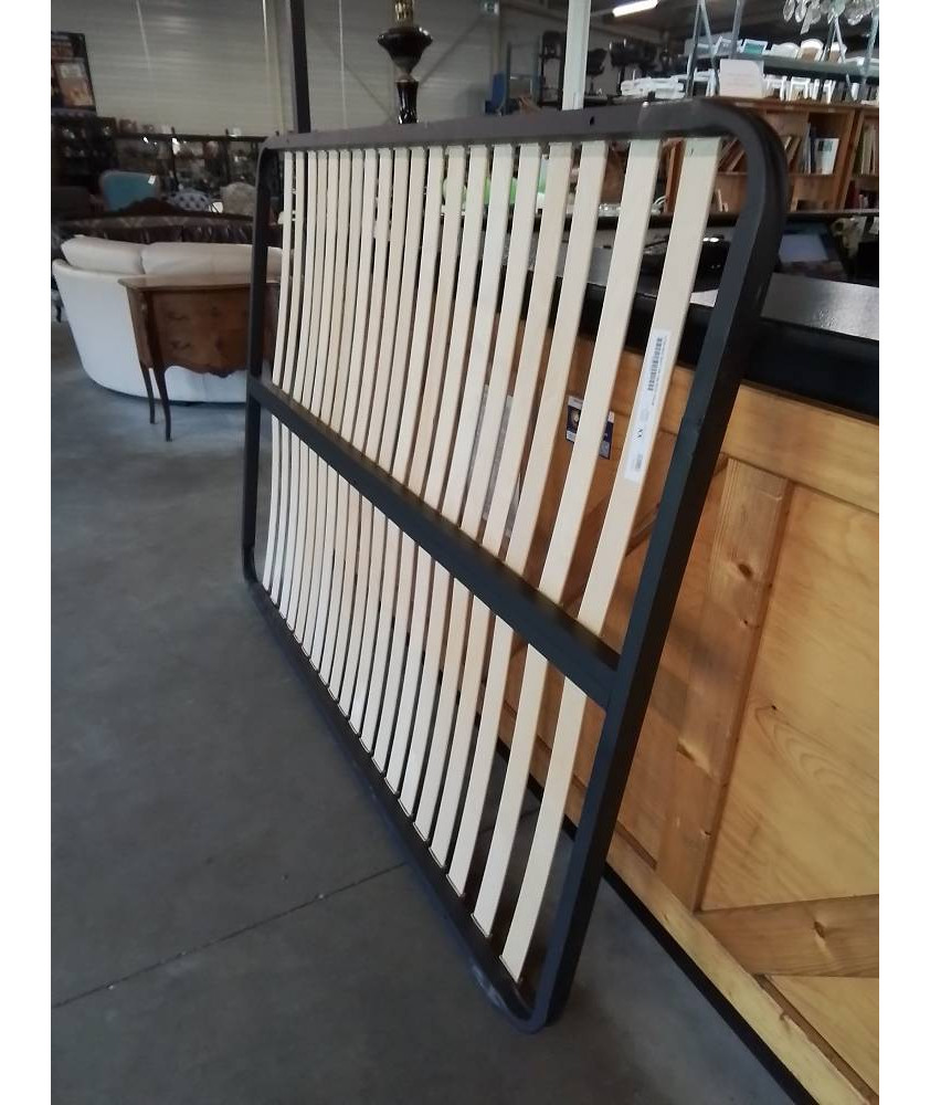 SOMMIER A LATTES CADRE MÉTAL NOIR 140X190CM