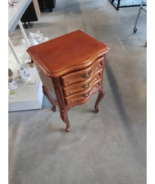 CHEVET BOIS CLAIR MOULURÉ 3 TIROIRS STYLE RÉGENCE 