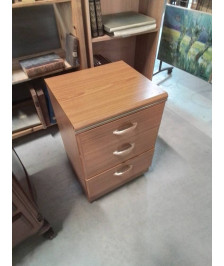 CAISSON DE BUREAU A ROULETTES BOIS CLAIR 3 TIROIRS 
