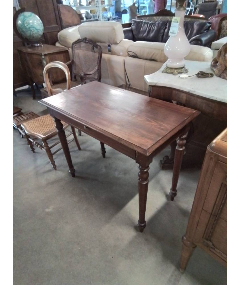 BUREAU RECTANGULAIRE LOUIS PHILIPPE PIEDS TOURNÉS 1 TIROIR  