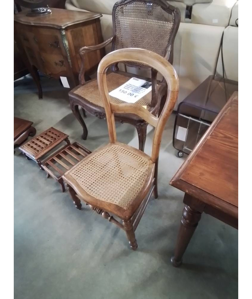 CHAISE BASSE BOIS CLAIR ASSISE CANNÉE NAPOLÉON III 