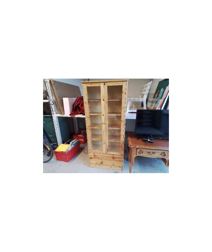 MEUBLE VITRINE EN PIN 