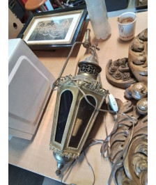 LANTERNE  DE PROCESSION ELECTRIFIEE LAITON DÉBUT XIXE