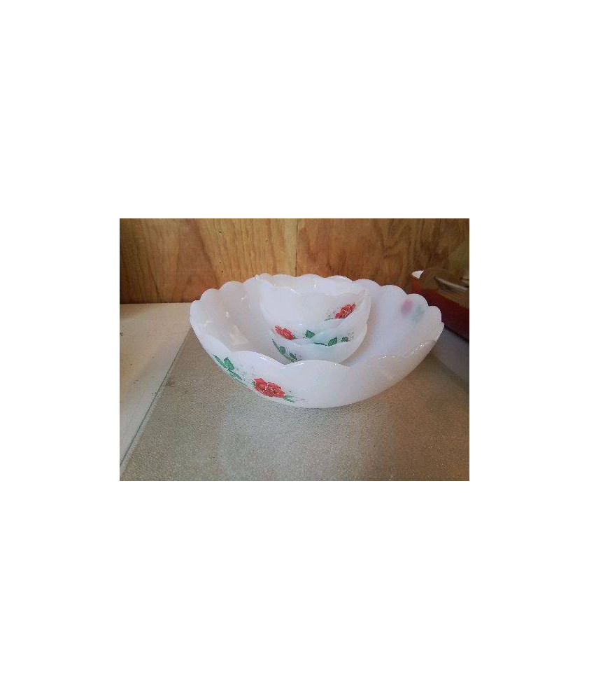 SERVICE À DESSERT EN ARCOPAL MOTIF ROSE 