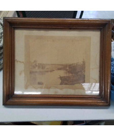 CADRE PHOTO BATEAU PONTON BREST CIRCA 1880