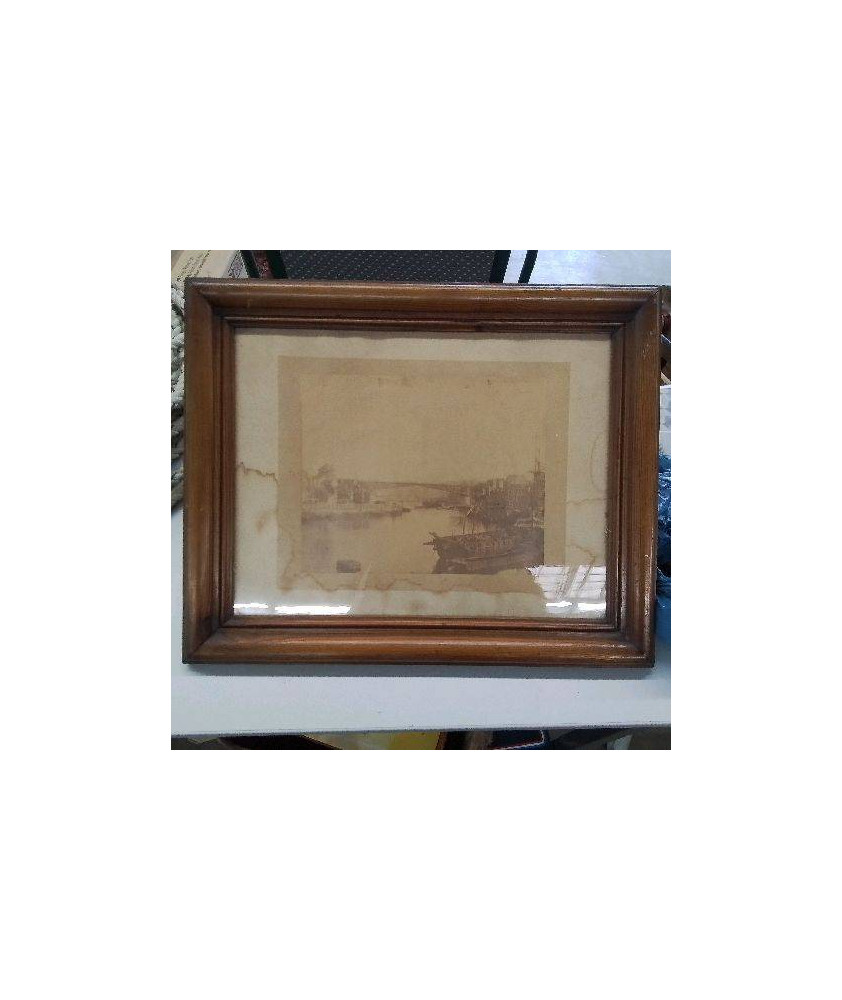 CADRE PHOTO BATEAU PONTON BREST CIRCA 1880