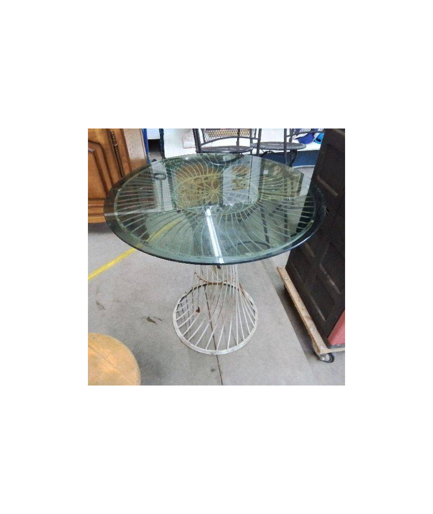 TABLE METAL EXTÉRIEURE DESSUS VERRE FUMÉ 