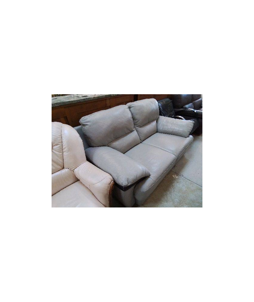 CANAPE 2/3 PLACES CUIR GRIS
