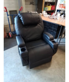 FAUTEUIL ÉLECTRIQUE RELAX MASSANT PU NOIR