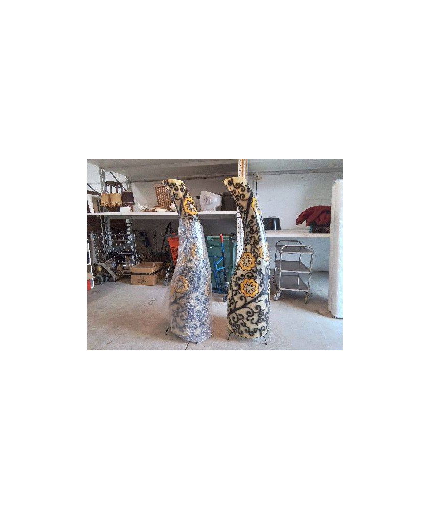 GRANDE LAMPE GIRAFE MOTIF FLORAL 