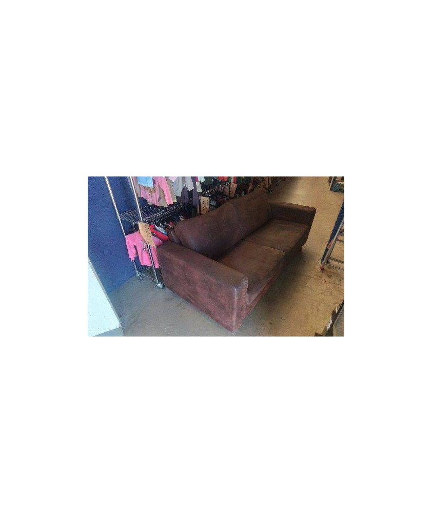 CANAPE MARRON 3 PLACES EFFET VIEILLI 