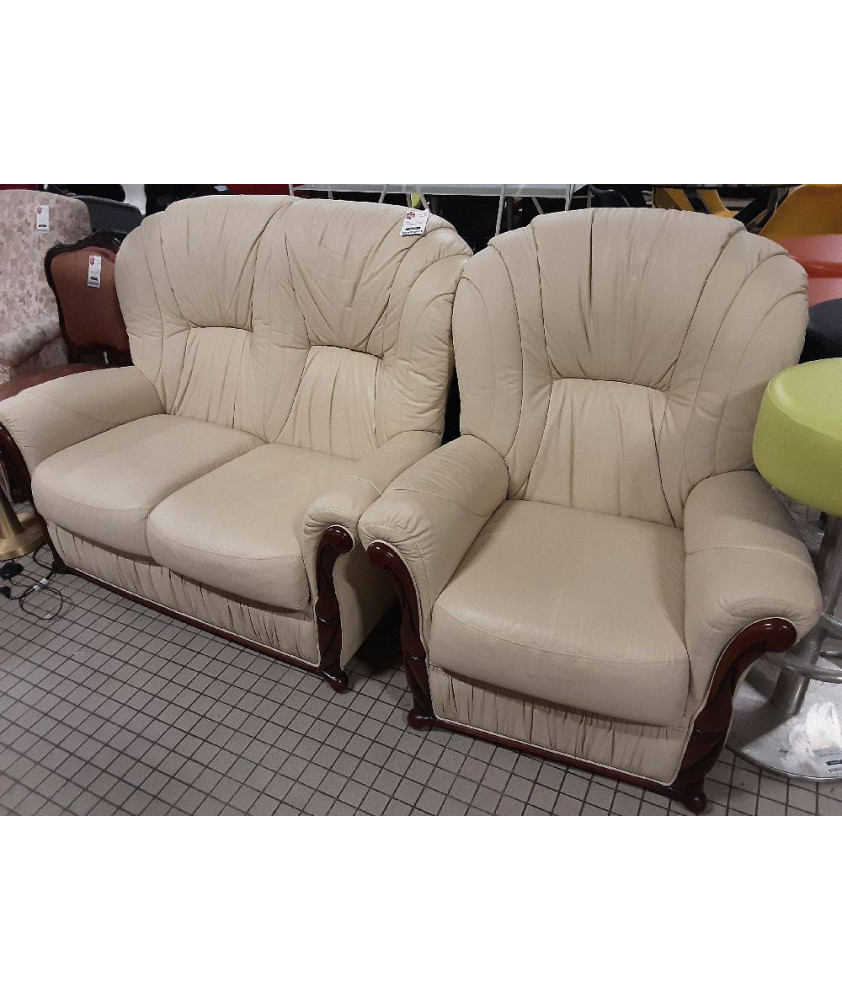 CANAPE CUIR 2 PLACES+1 FAUTEUIL