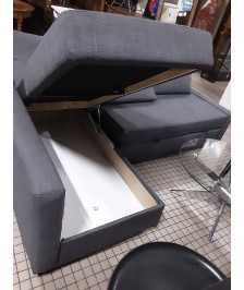 CANAPÉ CONVERTIBLE COFFRE TISSU GRIS IKEA