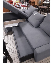 CANAPÉ CONVERTIBLE COFFRE TISSU GRIS IKEA
