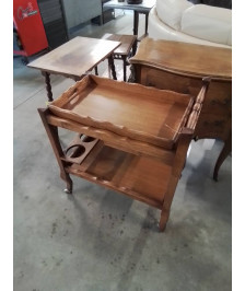 DESSERTE A ROULETTES AVEC PLATEAU BOIS CHANTOURNÉ 1 TIROIR STYLE RÉGENCE 