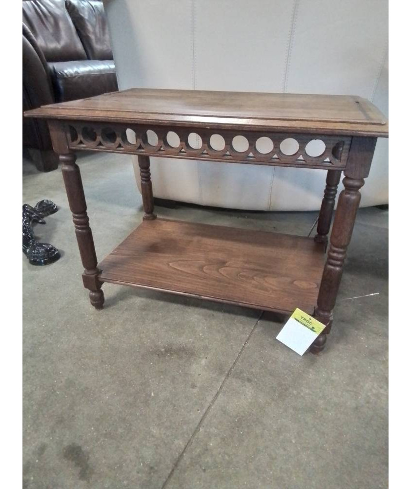 TABLE BASSE RECTANGULAIRE A COLONNES BOIS SCULPTÉ 