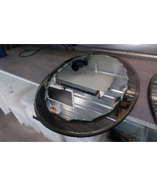 MIROIR OVALE STYLE ANNEES 70 / VERRE FUME