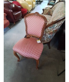 CHAISE  TISSU ROSE ÉCRU PIEDS ESCARGOT STYLE RÉGENCE COQUILLE 